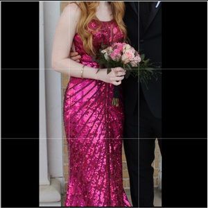 hot pink sparkly prom dress